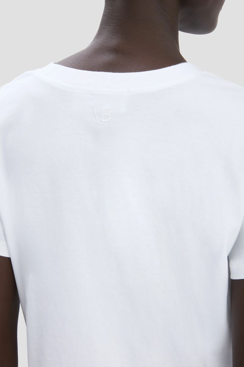 Weißes, verkürztes Baumwoll-T-Shirt