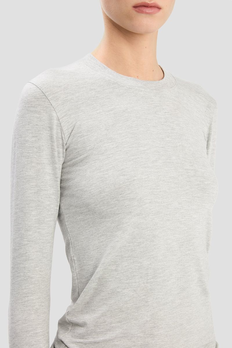Grau meliertes Langarm-T-Shirt
