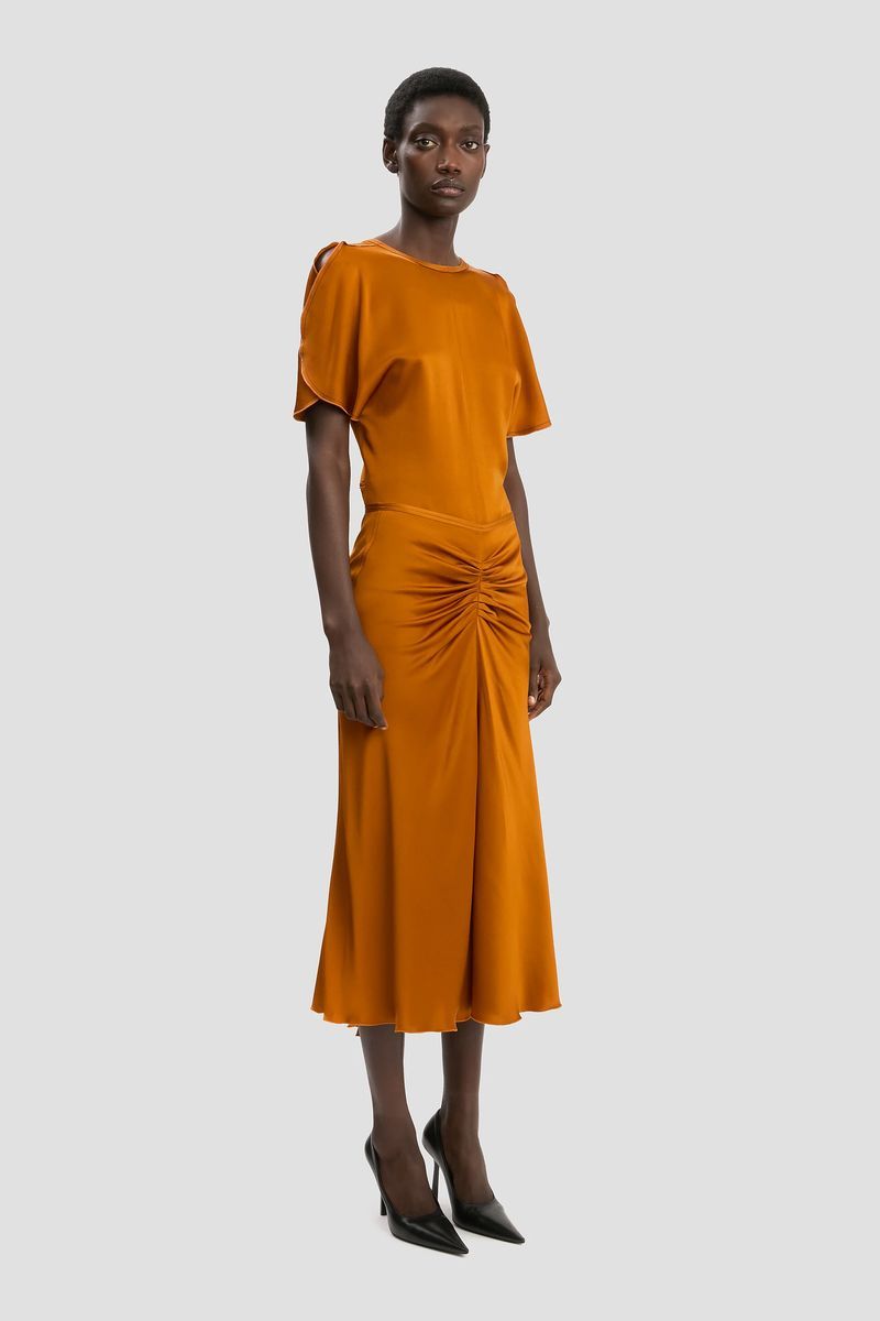 Drapierte Satin-Top mit Ärmeln