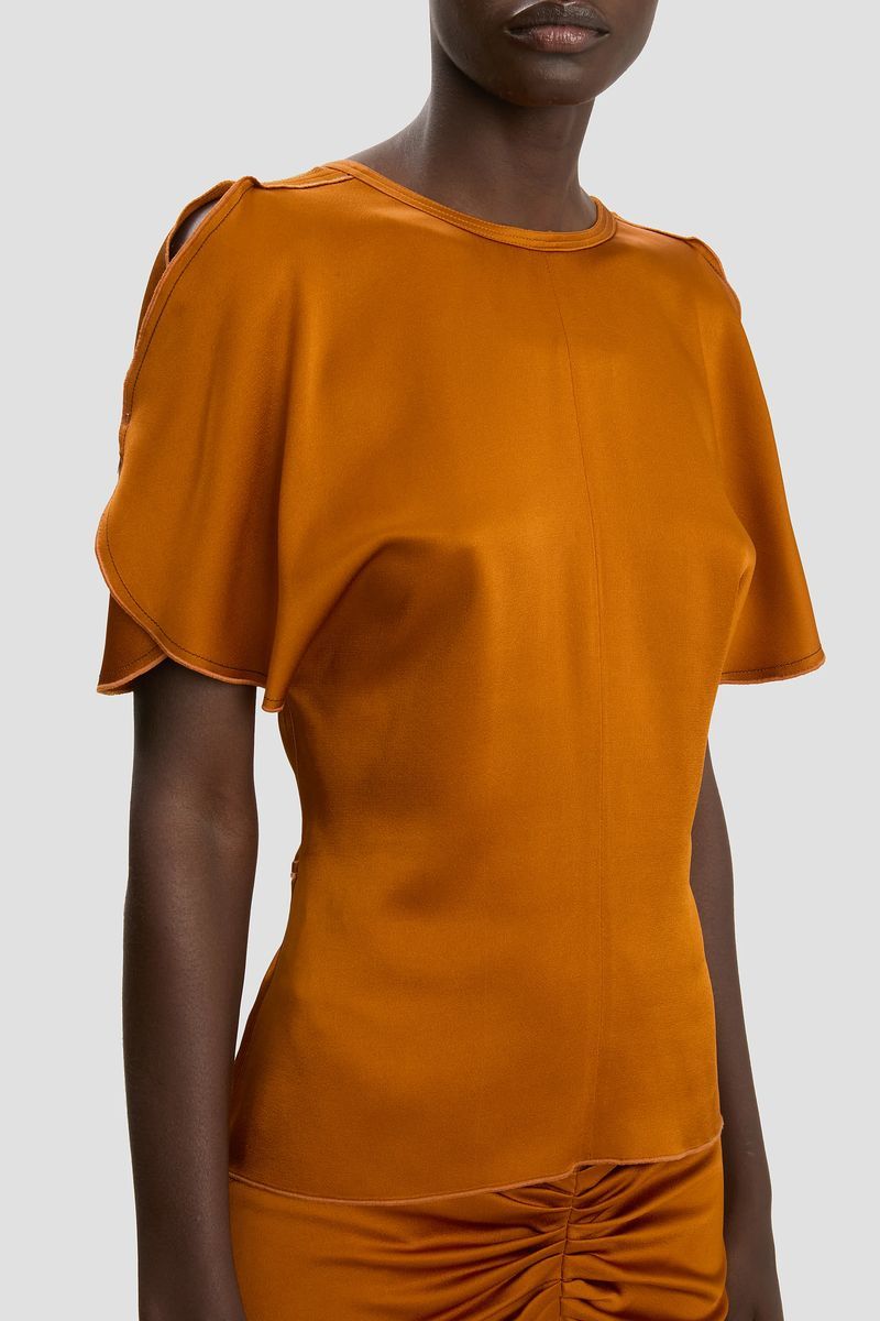 Drapierte Satin-Top mit Ärmeln
