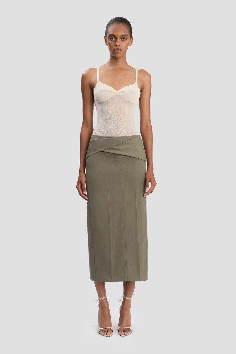 Eleganter Faux-Wickel-Midi-Rock