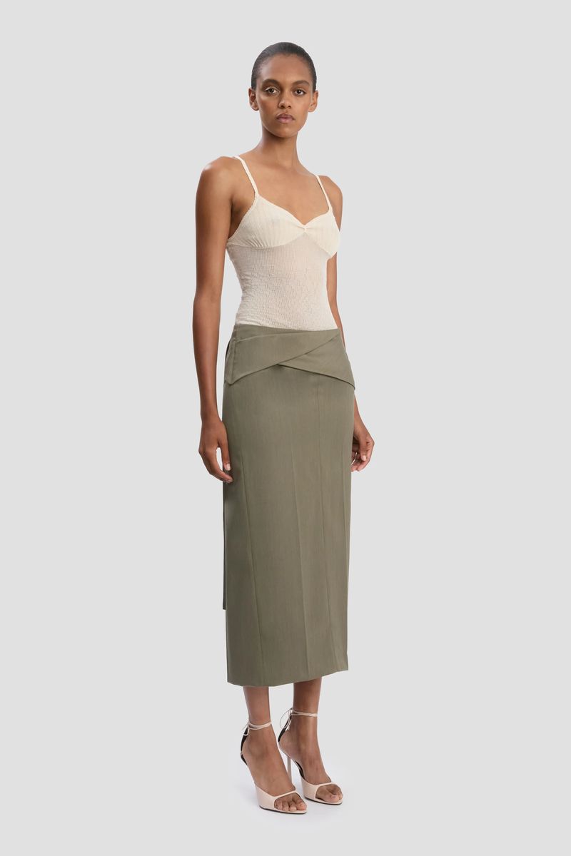 Eleganter Faux-Wickel-Midi-Rock
