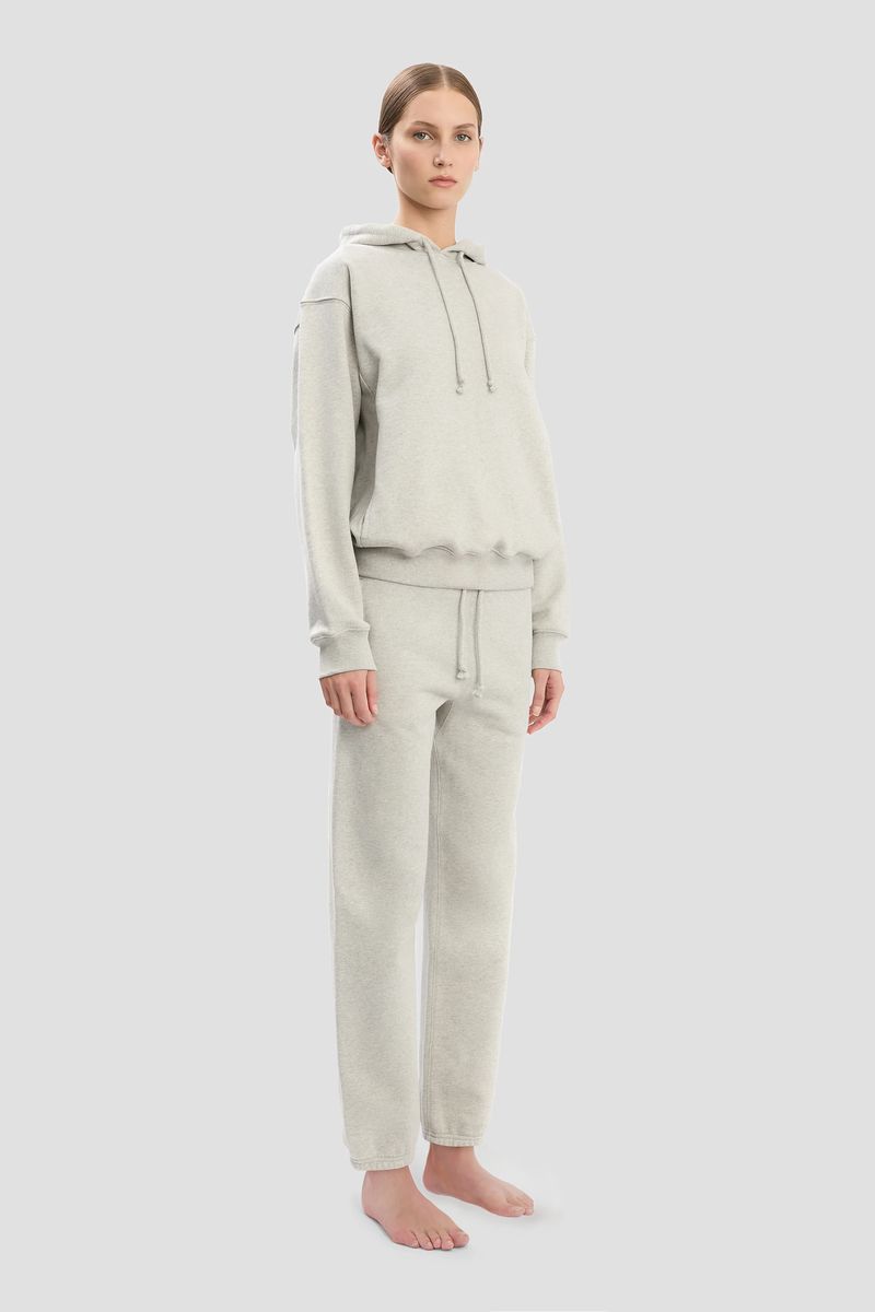 Grauer melierter Hoodie mit Logo-Stickerei