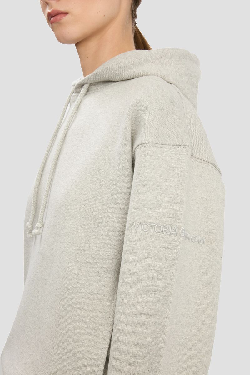 Grauer melierter Hoodie mit Logo-Stickerei