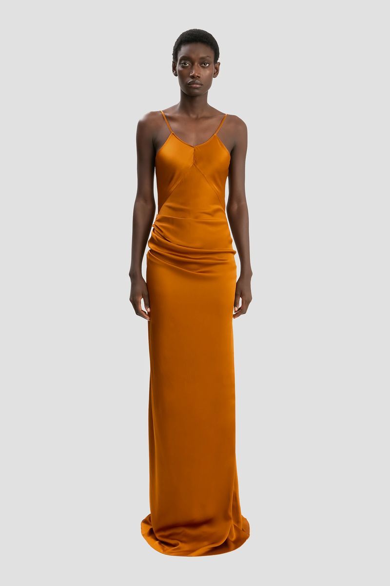 Drapierters Cami-Bodenlanges Slipkleid