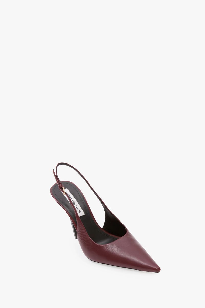 Spitze Stiletto Slingback Pumps in Burgunderrot
