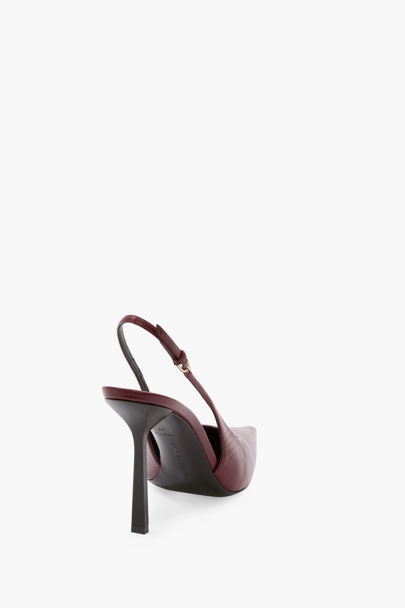 Spitze Stiletto Slingback Pumps in Burgunderrot