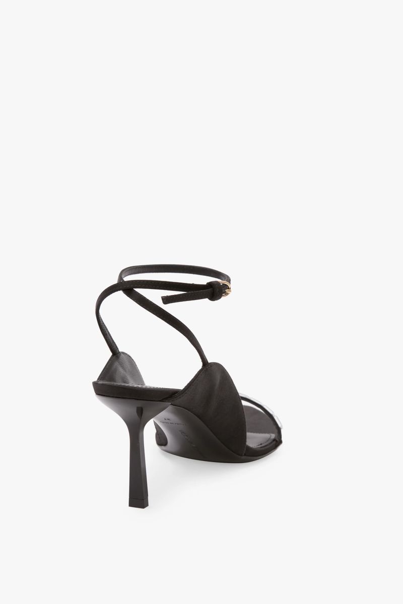 Schwarze Stiletto Sandale mit Knöchelriemen
