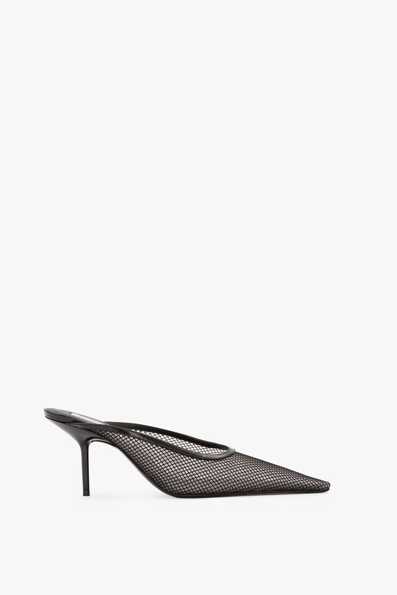 Elegante Mesh Stiletto Mules mit spitzer Zehenpartie