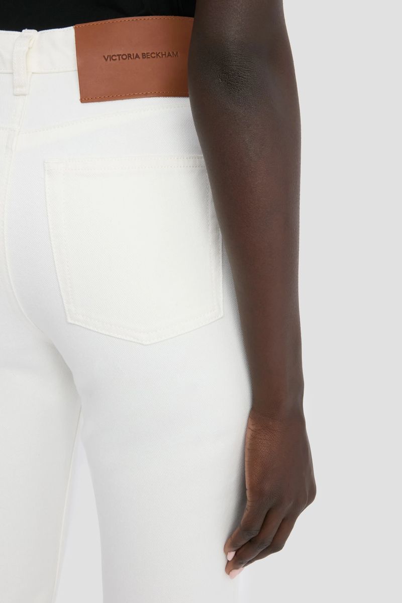 Hochgeschnittene, gerade geschnittene Cropped Jeans