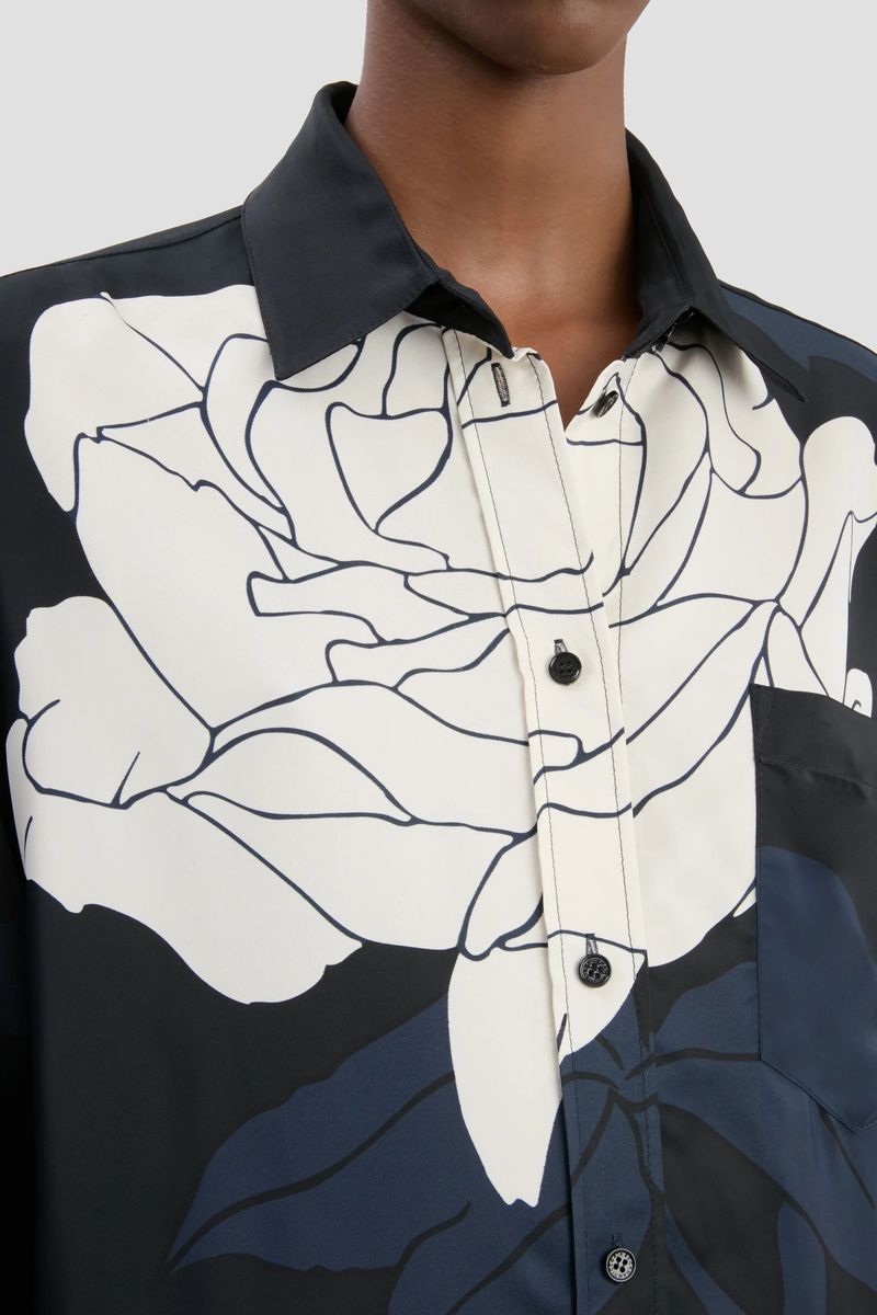 Seidenpyjamahemd mit Blumendruck