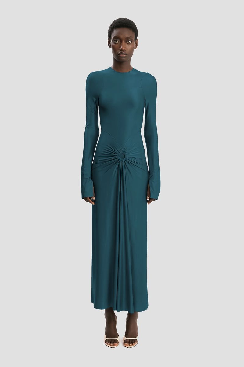 Elegantes Jersey-Midikleid mit Knoten