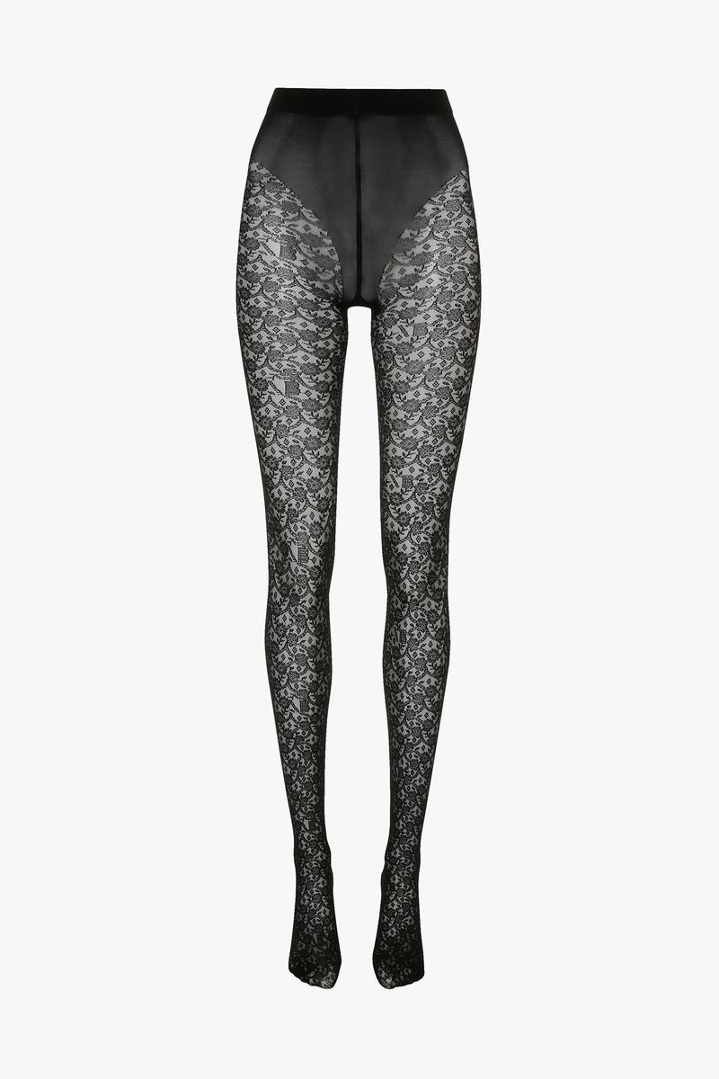Transparente Monogramm-Spitzenstrumpfhose