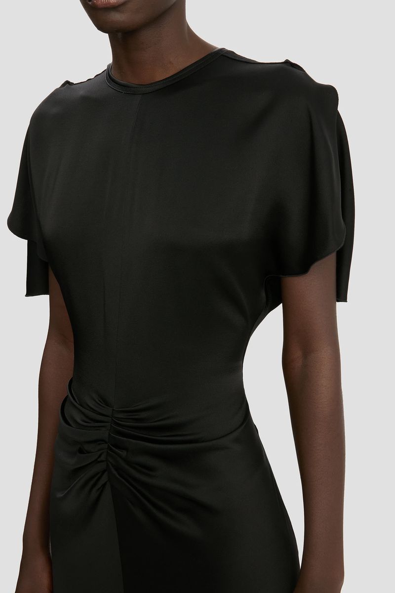 Elegantes schwarzes Kleid aus Crêpe-Satin