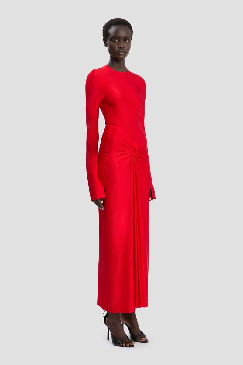 Elegantes gerafftes Midikleid