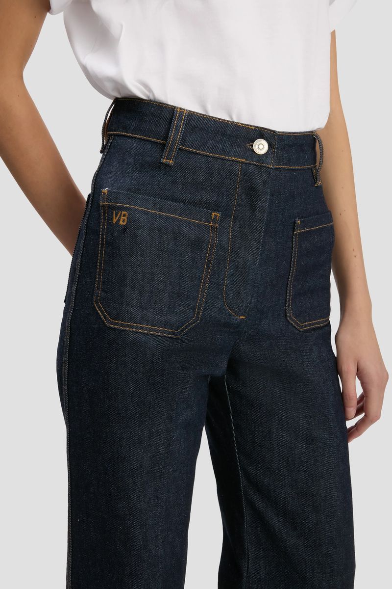 Hochtaillierte Wide-Leg Jeans aus Denim