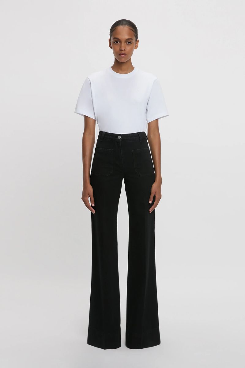 Hochtaillierte Jeans mit weitem Bein