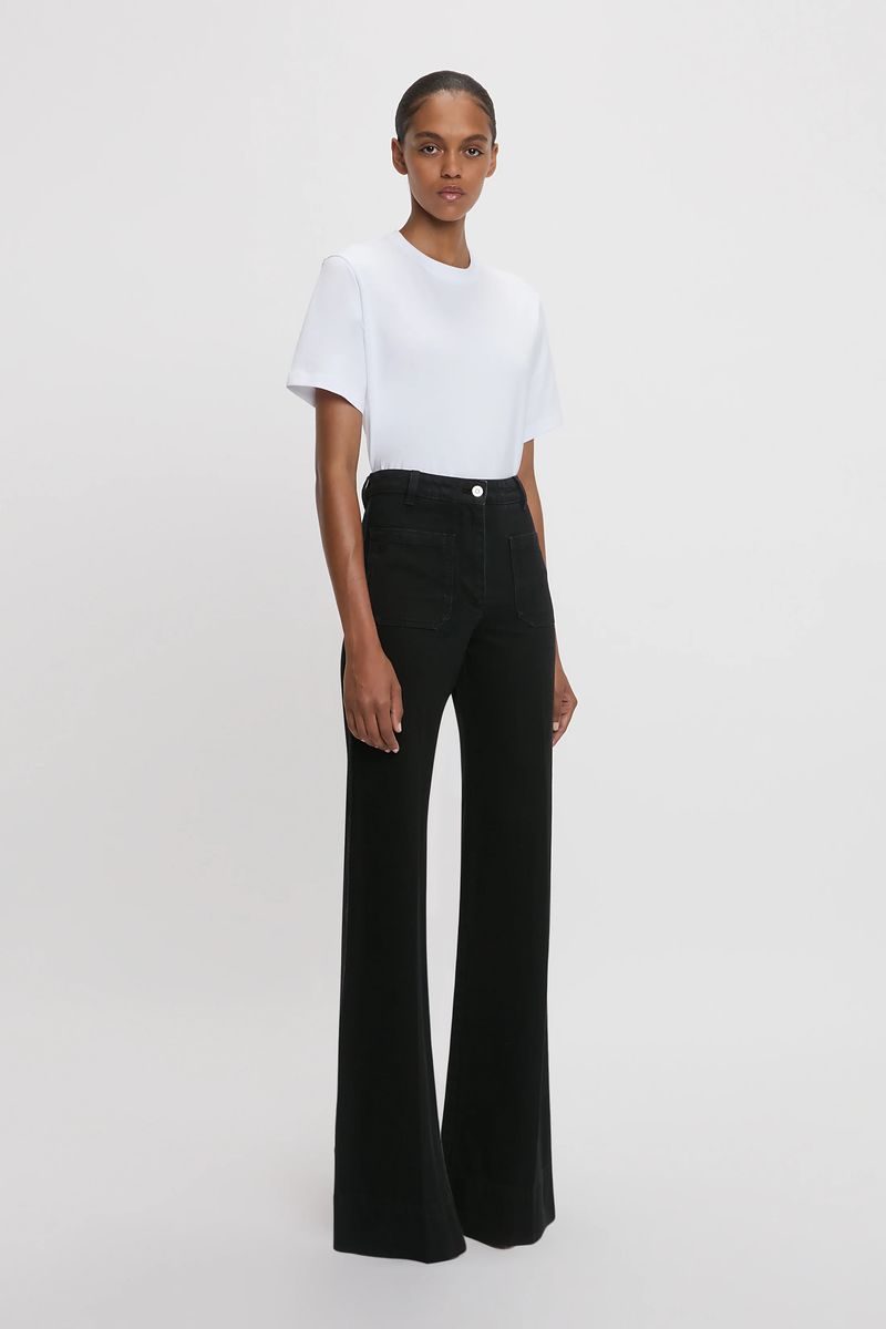 Hochtaillierte Jeans mit weitem Bein