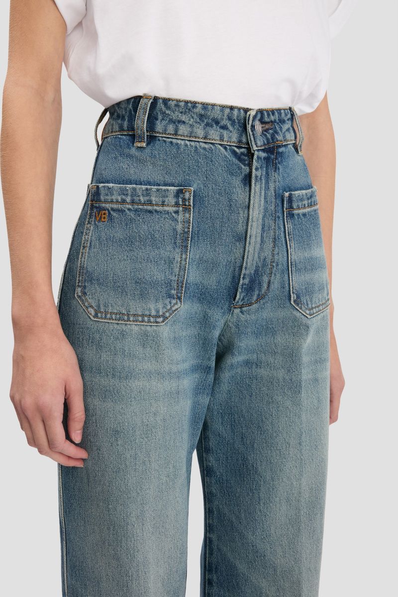 Hochtaillierte, weitgeschnittene Jeans