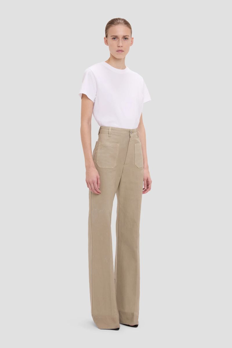 Canvas-Hose mit hohem Bund und weitem Bein