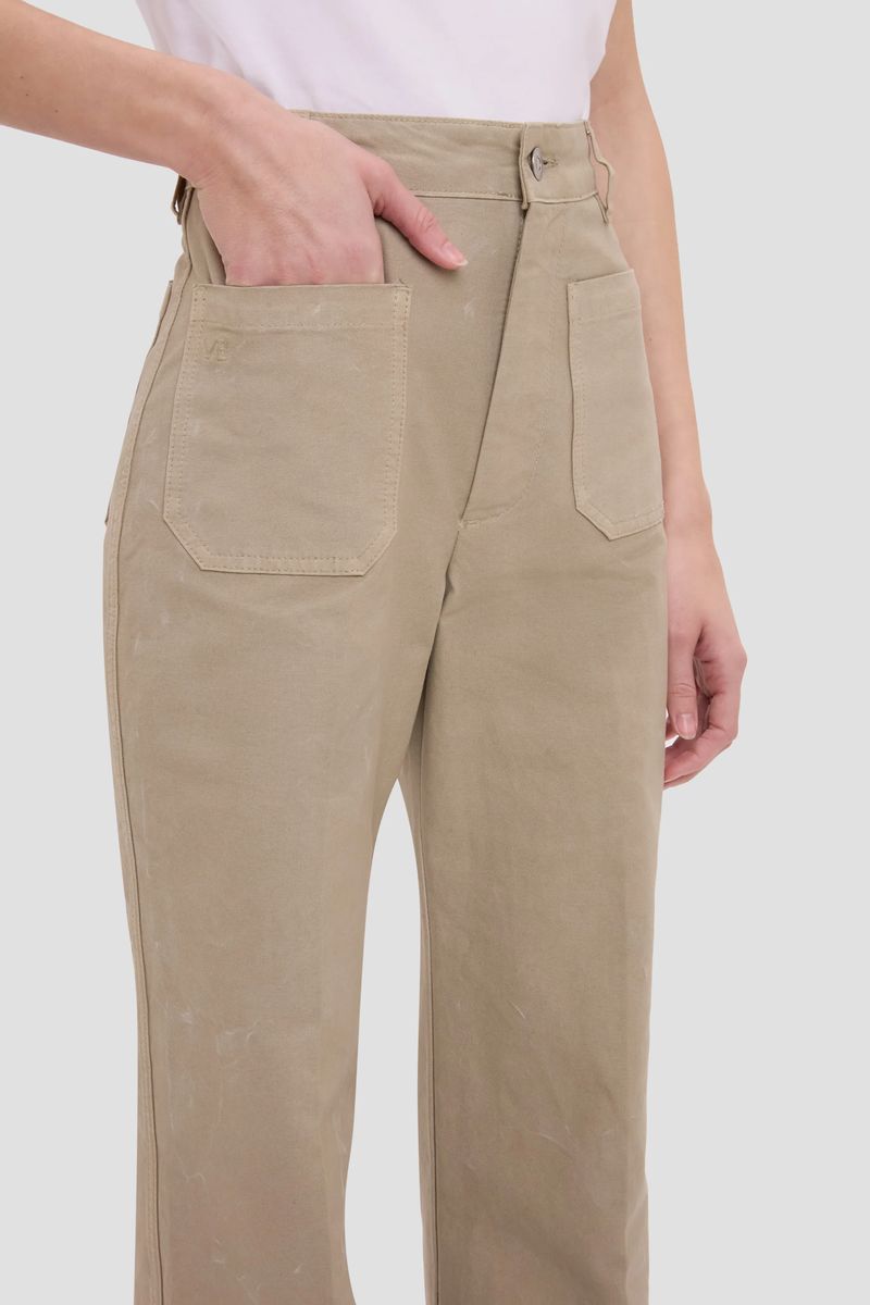 Canvas-Hose mit hohem Bund und weitem Bein