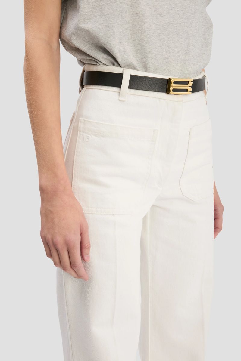 Hochtaillierte, weitgeschnittene Denim-Hose
