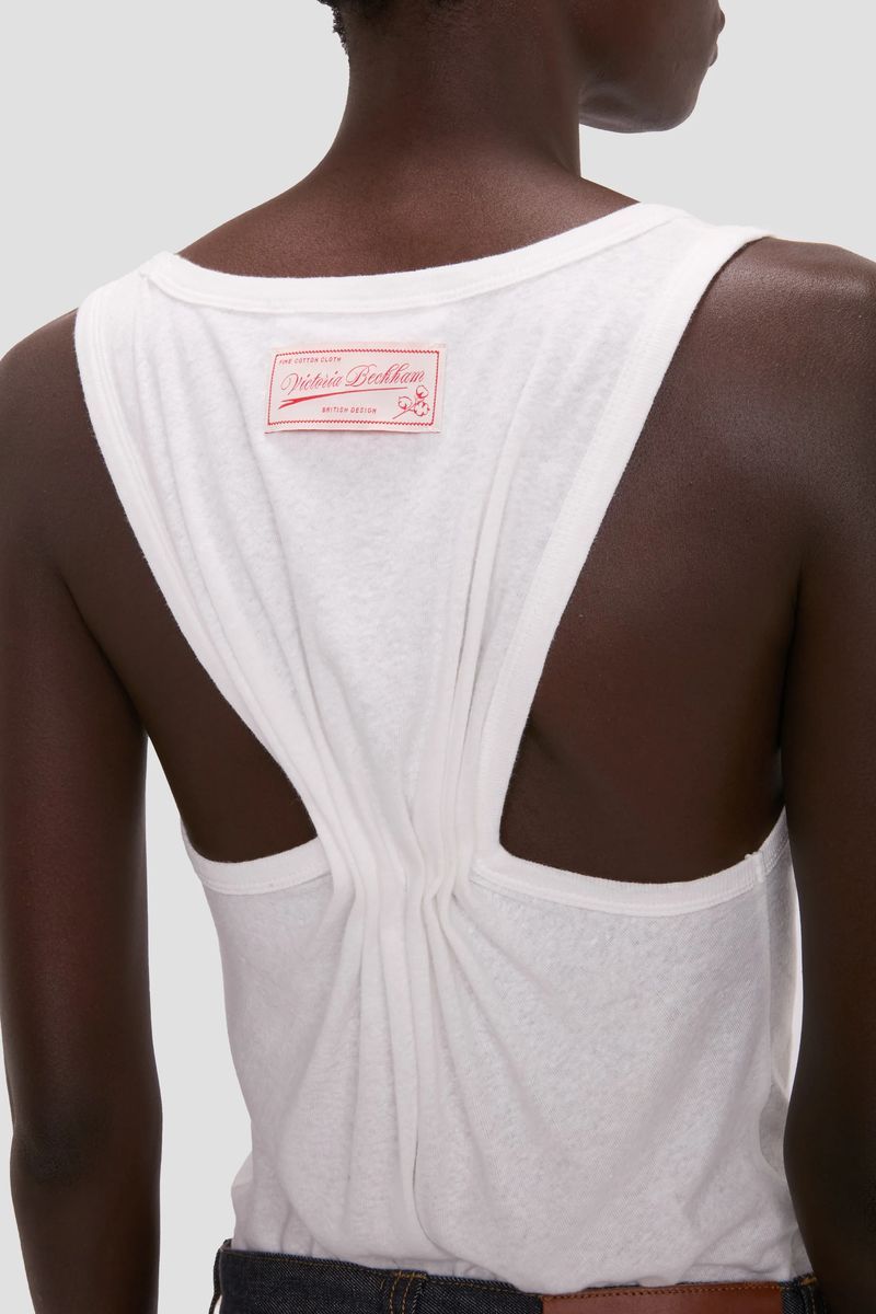 Tanktop aus Baumwollleinen mit Schlüsselloch-Ausschnitt