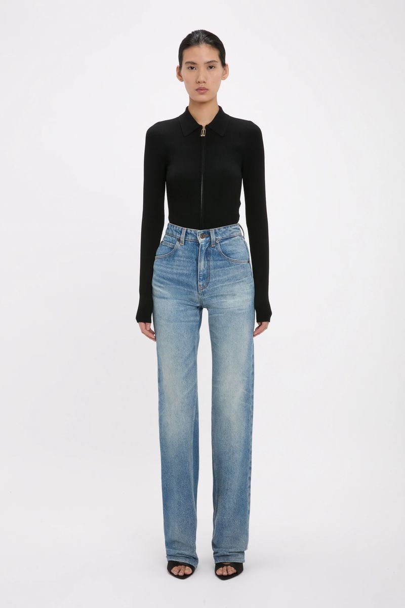 Gerade Jeans mit hoher Taille