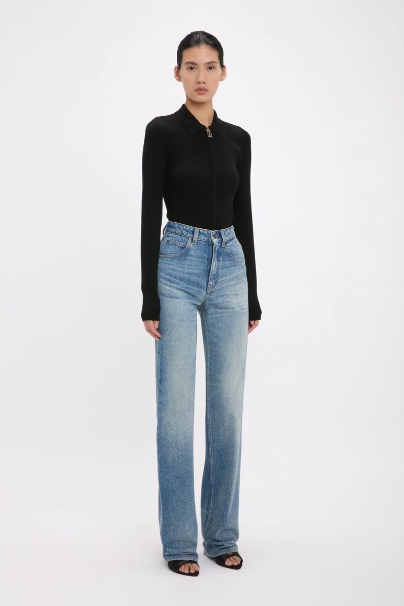 Gerade Jeans mit hoher Taille