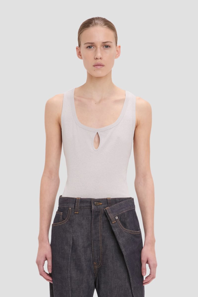 Ärmelloses Tanktop aus Baumwoll-Leinen-Mischung