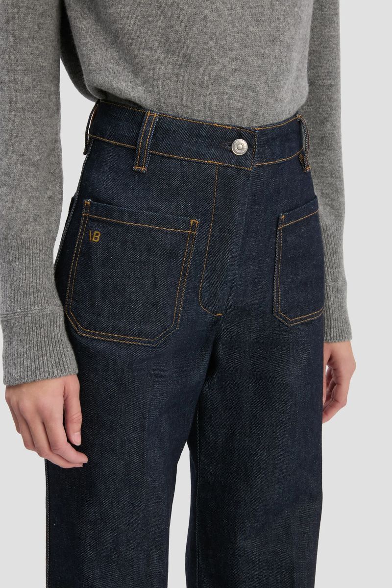Hochtaillierte Schlaghose aus Denim