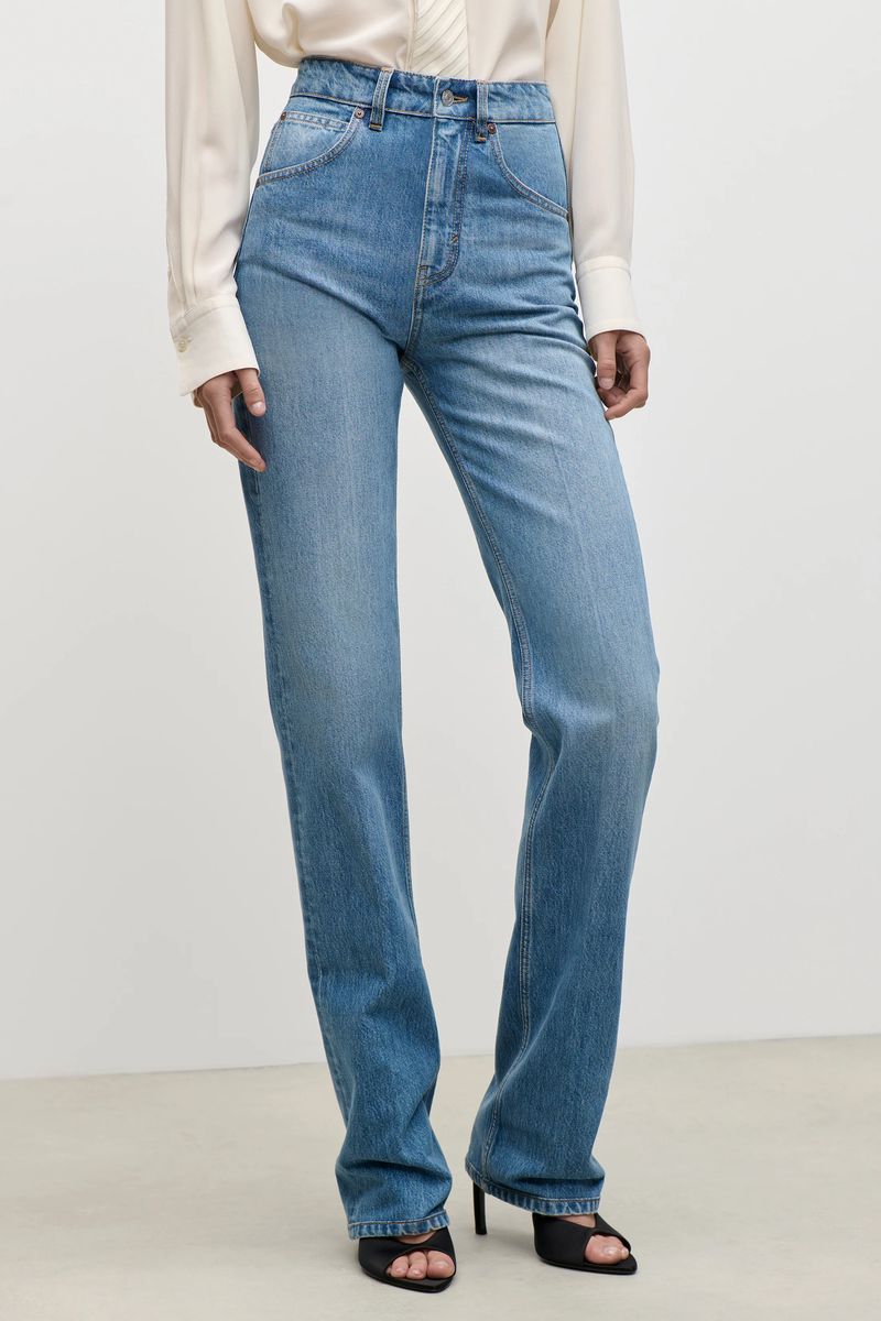 High-Waist-Jeans mit geradem Bein