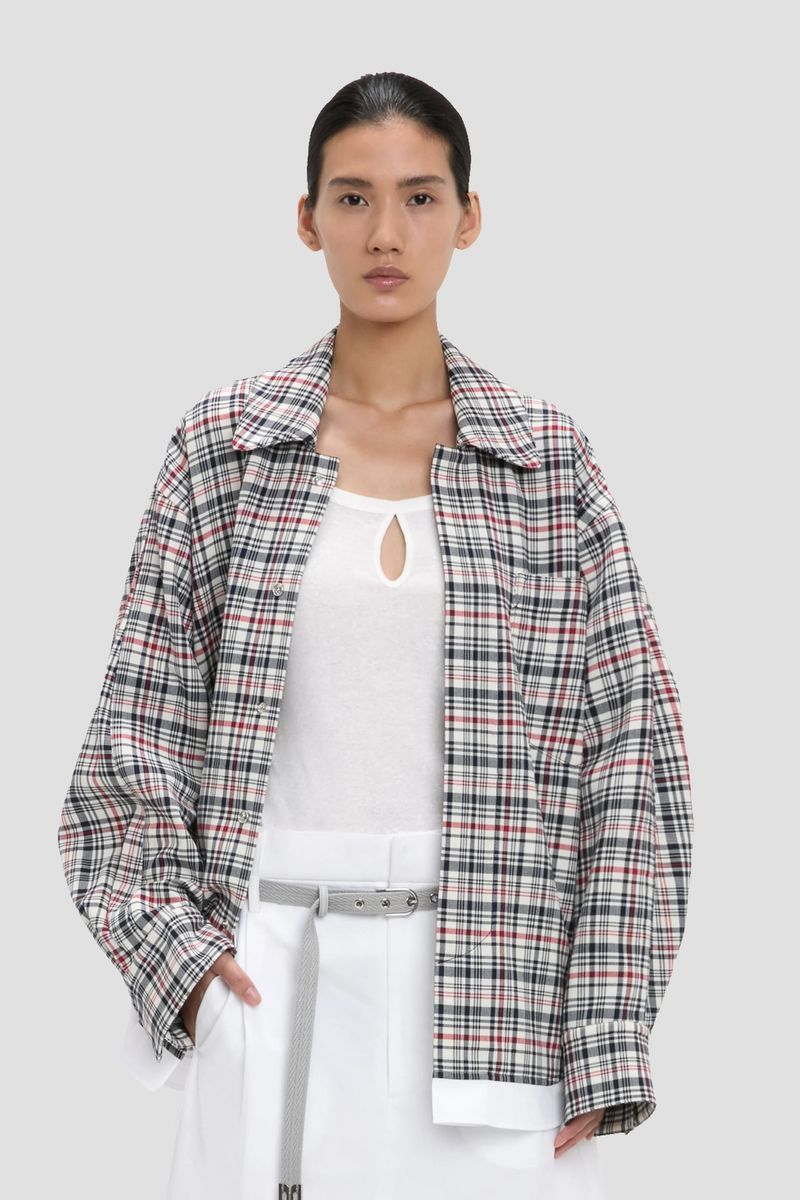 Entspannte Plaid Cocoon Shacket Jacke