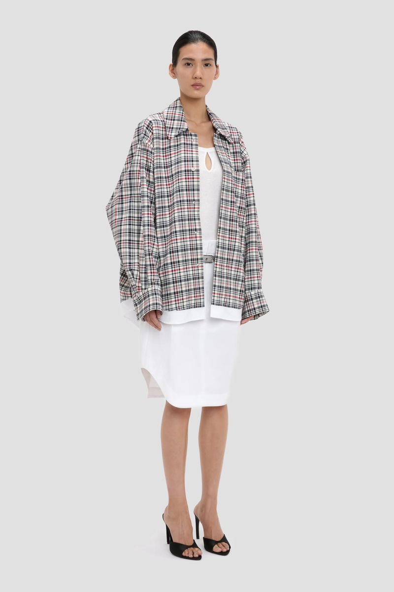 Entspannte Plaid Cocoon Shacket Jacke