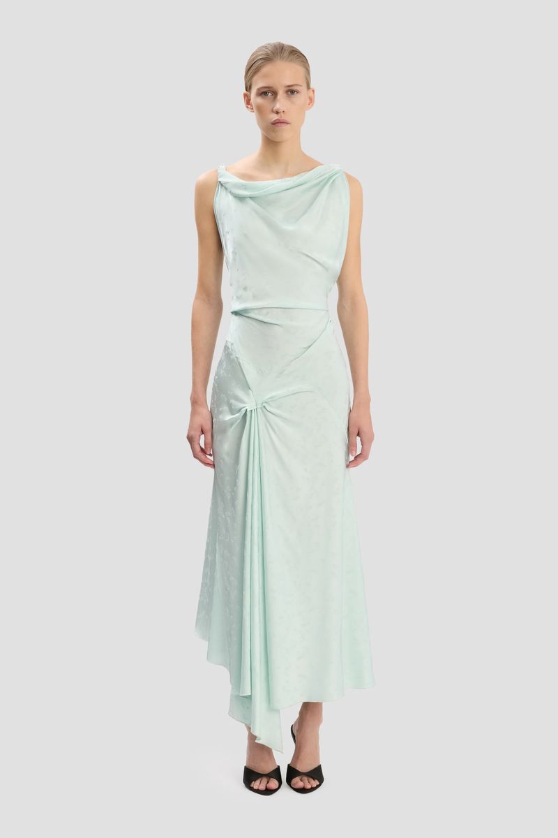 Elegantes drapiertes Midikleid Aquamarin