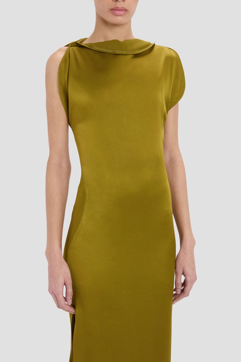 Elegantes säulenförmiges Kleid in Moosgrün