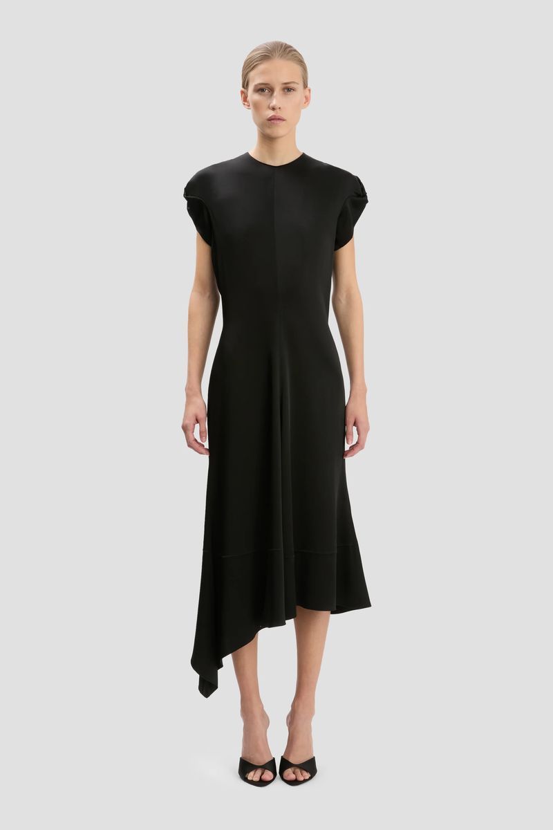 Elegantes asymmetrisches Midi-Kleid