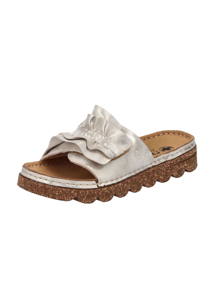 Metallic Pantolette mit Rüschen