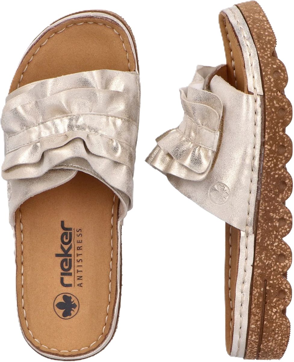 Metallic Pantolette mit Rüschen