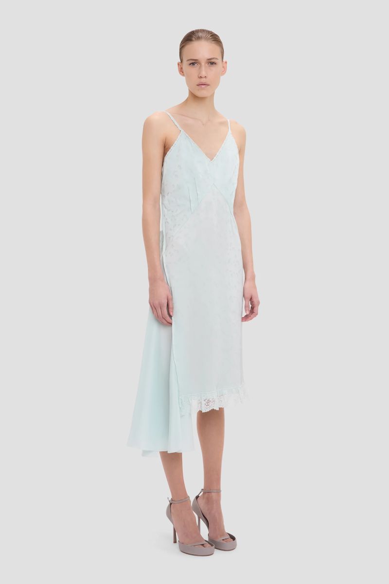 Aquamarin Cami-Midi-Slip-Kleid