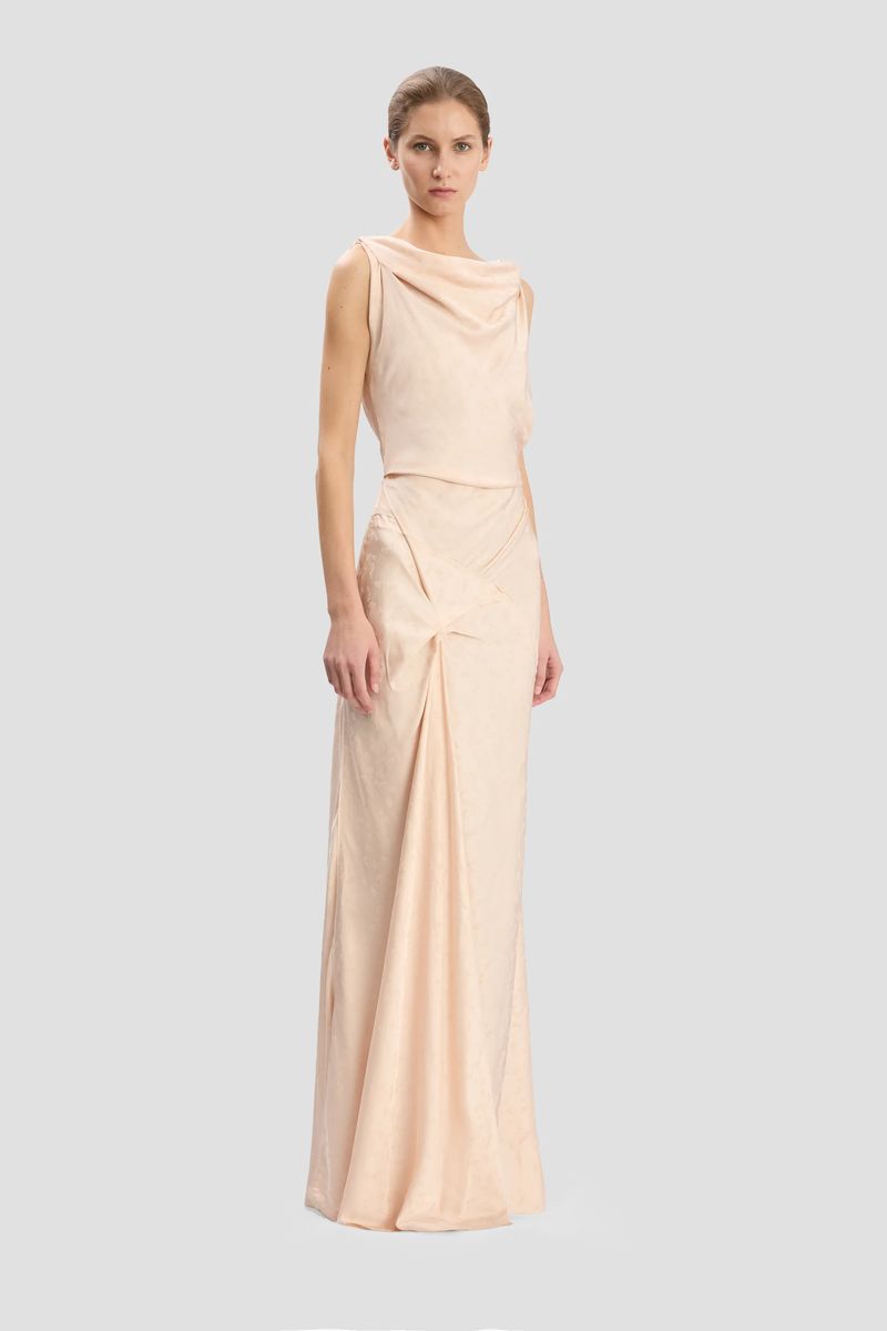 Elegantes ärmelloses Kleid mit Wasserfallausschnitt