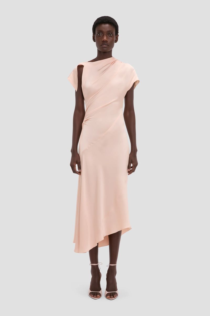Asymmetrisches Drapier-Midikleid