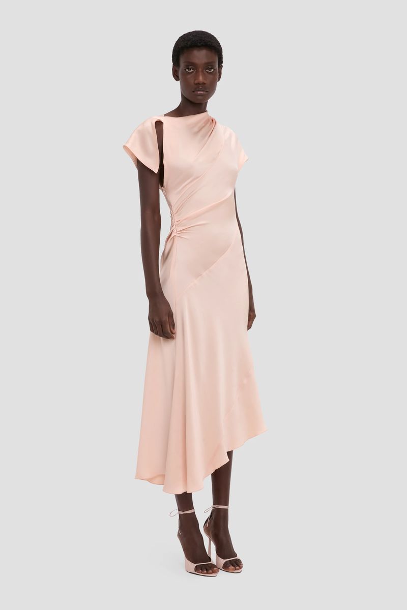 Asymmetrisches Drapier-Midikleid