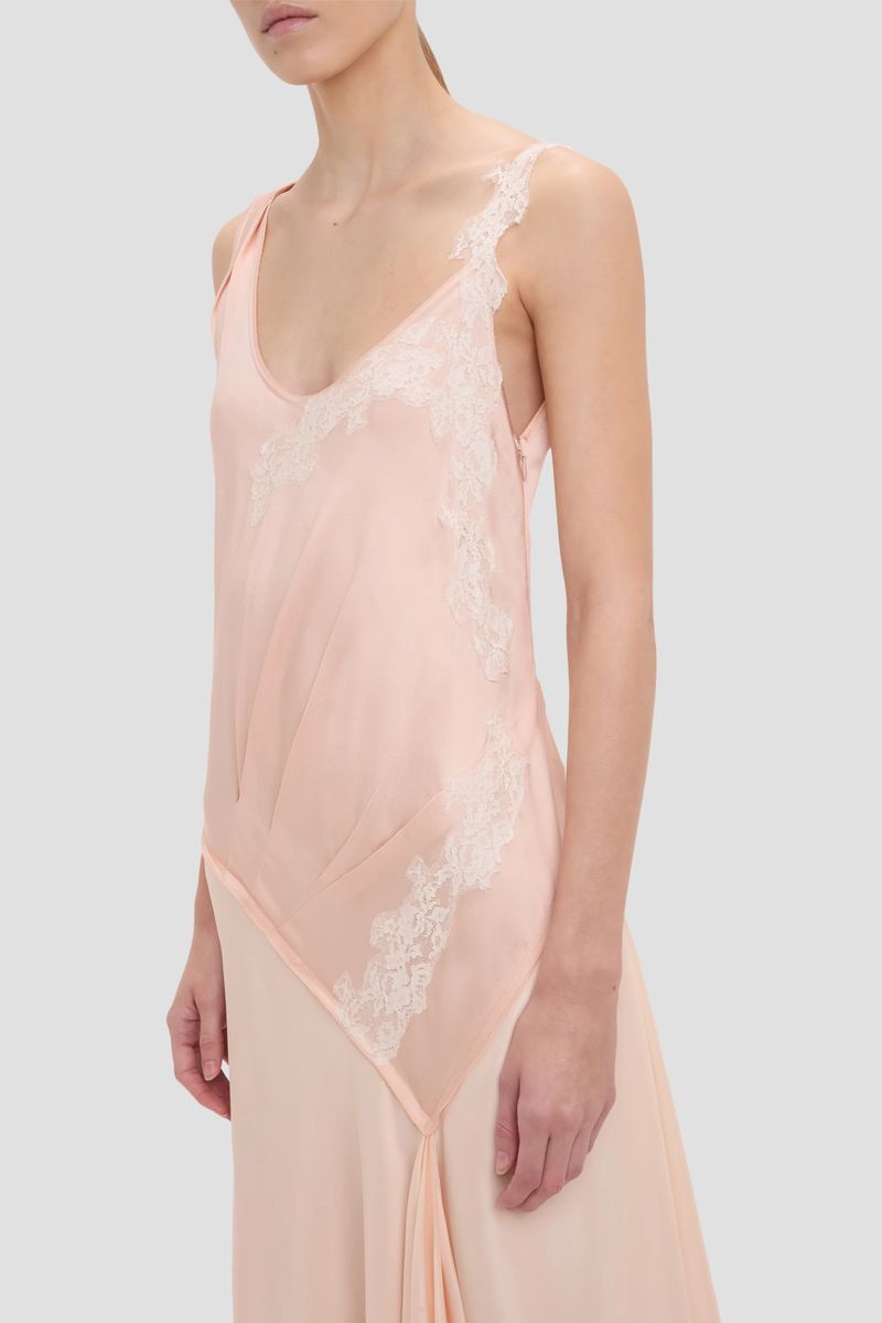 Elegantes, mit Spitze besetztes Midikleid