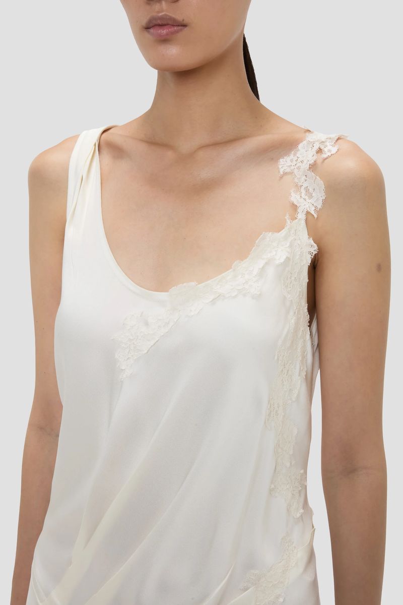 Asymmetrisches Midikleid mit Spitze