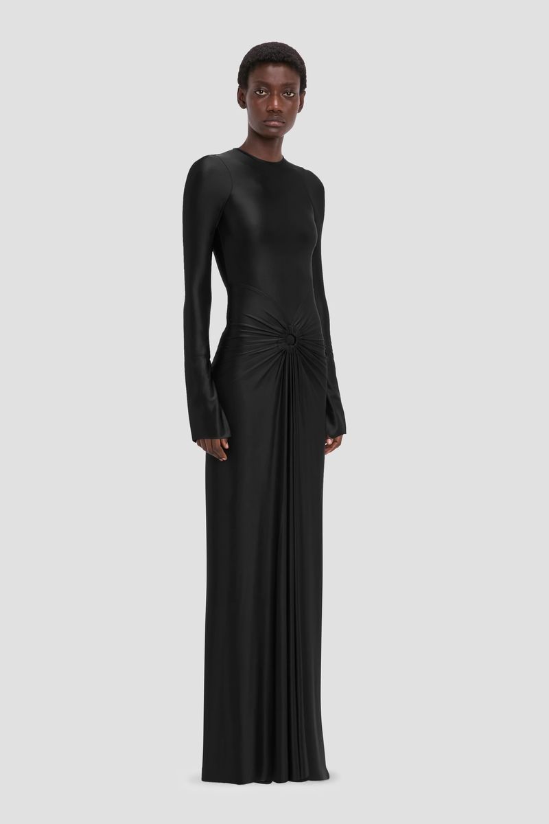 Elegantes Jersey-Kleid mit langen Ärmeln