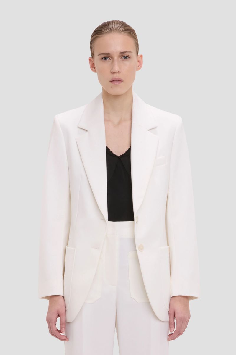 Elegantes elfenbeinfarbenes, einreihiges Blazer-Jackett