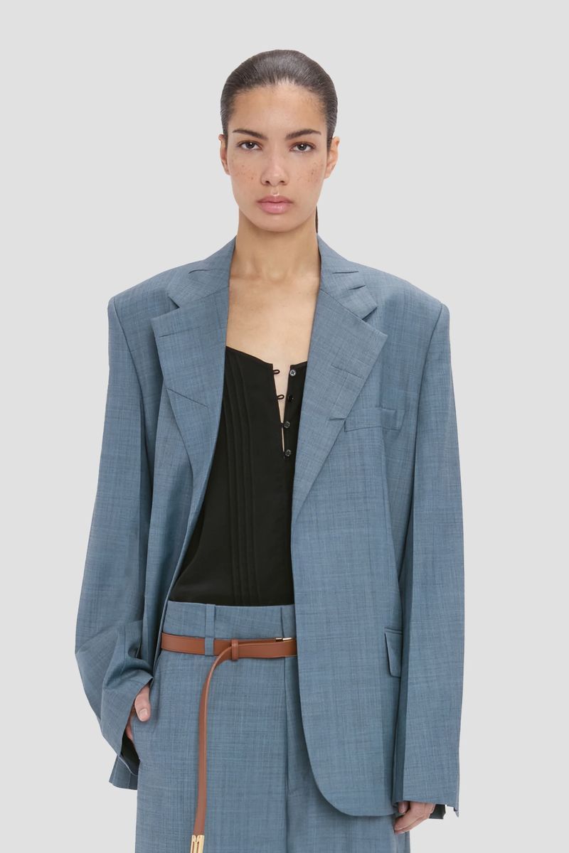 Cloud Blauer, einreihiger Wollblazer