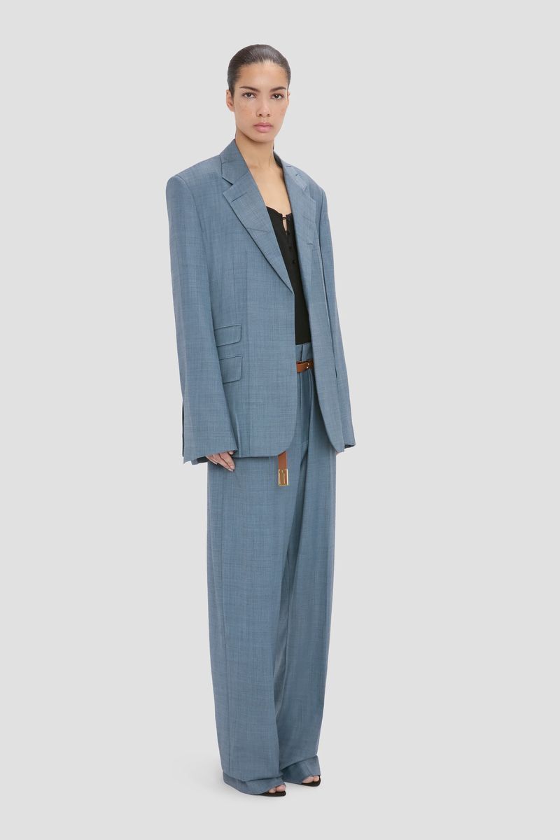 Cloud Blauer, einreihiger Wollblazer