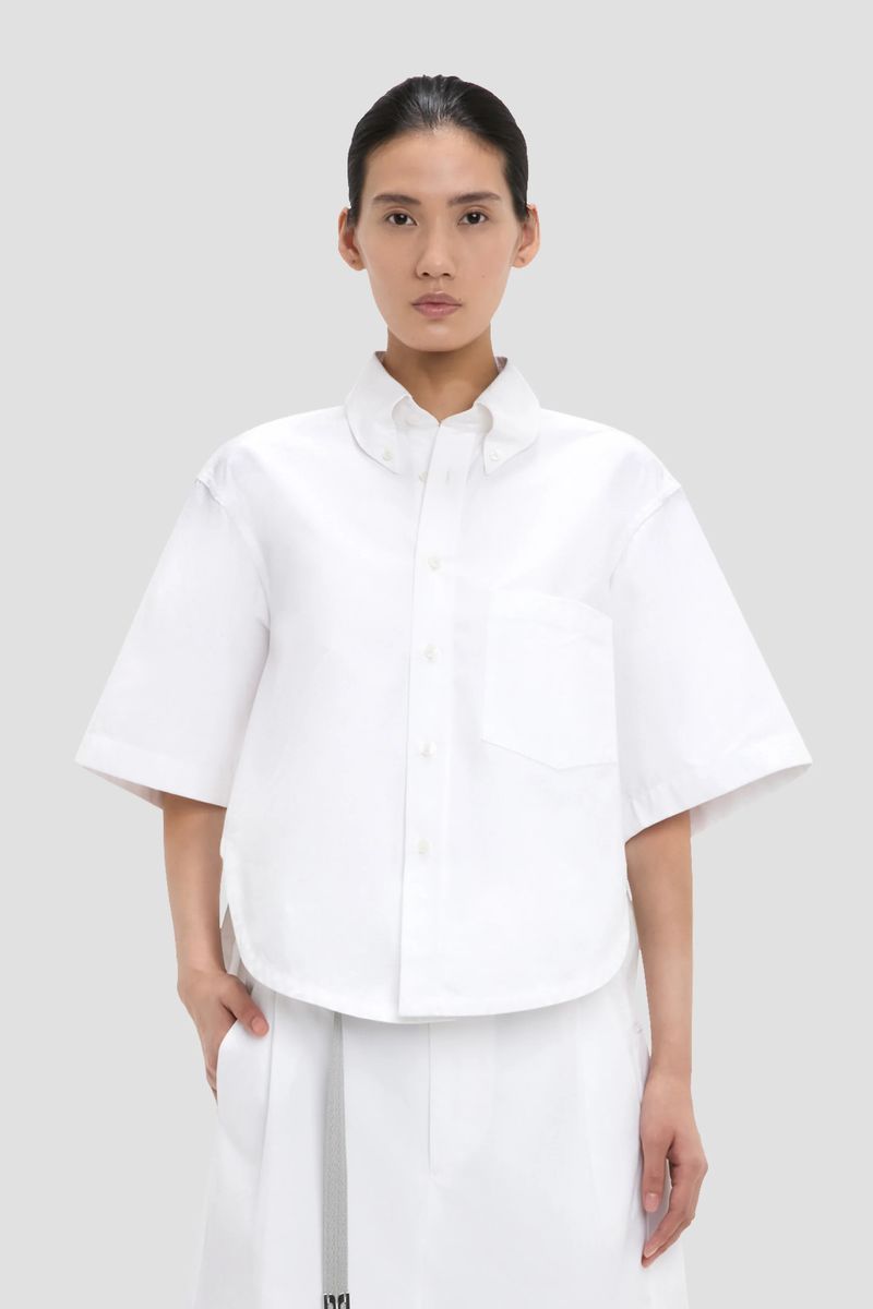 Trapezförmiges Baumwollhemd in Optic White